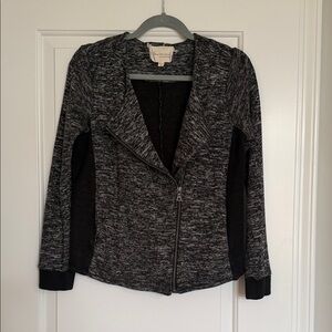 Vince Camuto Heathered Black & Charcoal Moto Zip Jacket